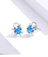 Blue Octopus Heart 925 Sterling Silver Stud Earrings Charm Jewelry BOS1228 - Touchy Style