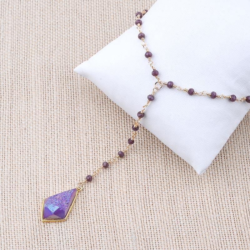 Bohemia Purple Crystal NKS211 Long Necklaces Charm Jewelry - Touchy Style .