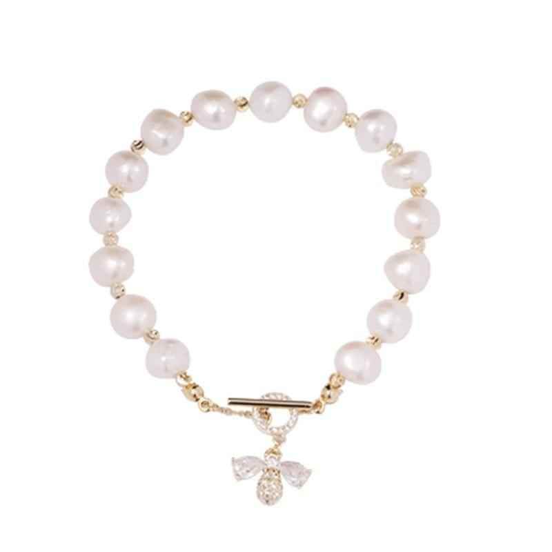 Bracelet Charm Jewelry 2021 Elegant Baroque Natural Pearl Zircon Bee Pendant Sweet Jewelry - Touchy Style
