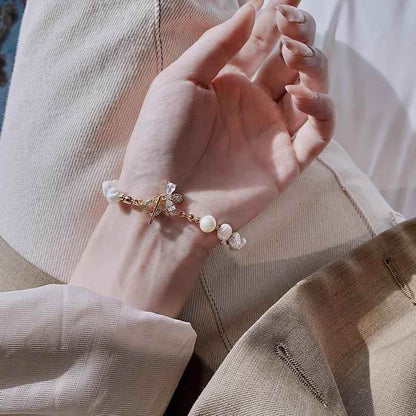 Bracelet Charm Jewelry 2021 Elegant Baroque Natural Pearl Zircon Bee Pendant Sweet Jewelry - Touchy Style