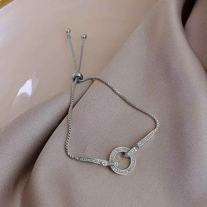 Bracelet Charm Jewelry 2021 Korean Crystal Flower Cubic Zirconia Pendant Shiny Rhinestone Bangle - Touchy Style