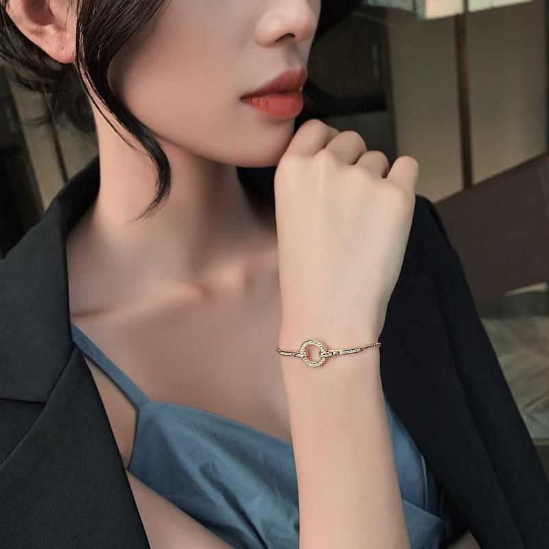 Bracelet Charm Jewelry 2021 Korean Crystal Flower Cubic Zirconia Pendant Shiny Rhinestone Bangle - Touchy Style .