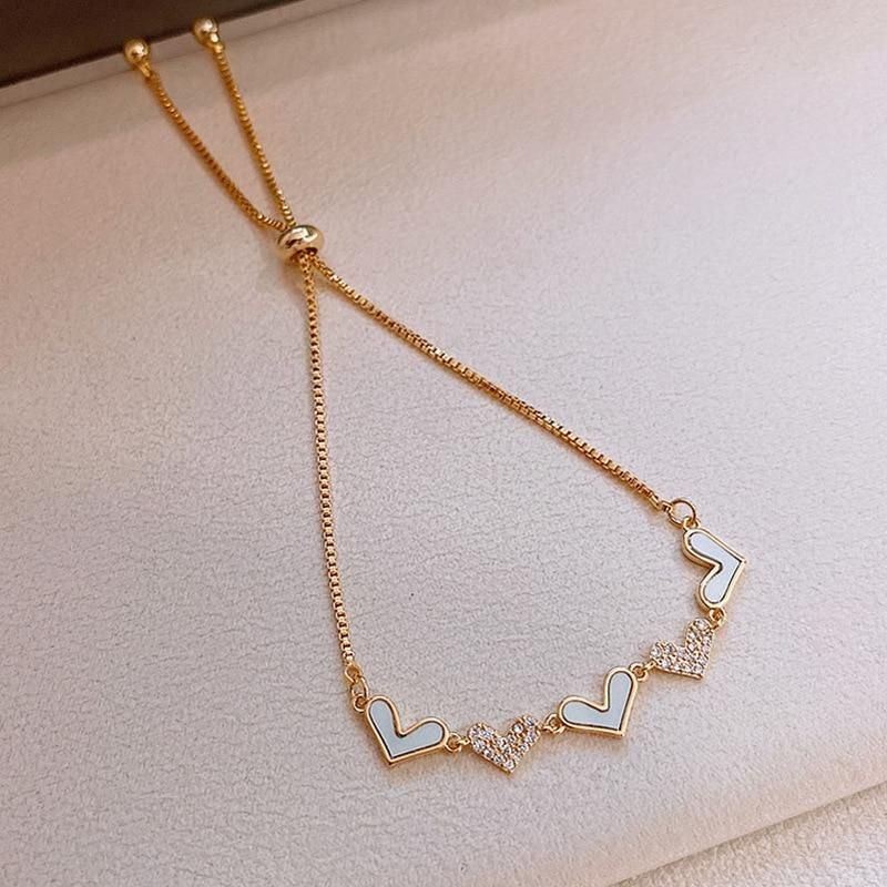 Bracelet Charm Jewelry 2021 Korean Crystal Flower Cubic Zirconia Pendant Shiny Rhinestone Bangle - Touchy Style .