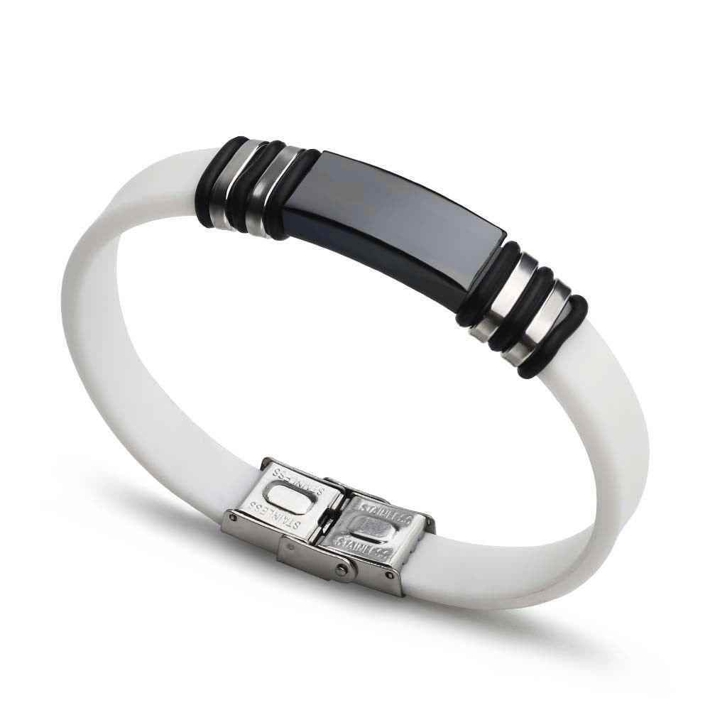 Bracelet Charm Jewelry 2021 Stainless Steel Smooth Glossy Silicone Vintage Bracelet For Men &amp; Women - Touchy Style