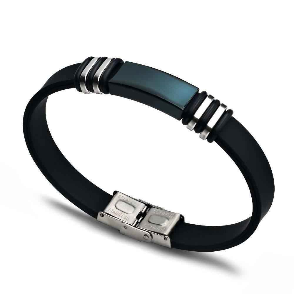 Bracelet Charm Jewelry 2021 Stainless Steel Smooth Glossy Silicone Vintage Bracelet For Men &amp; Women - Touchy Style