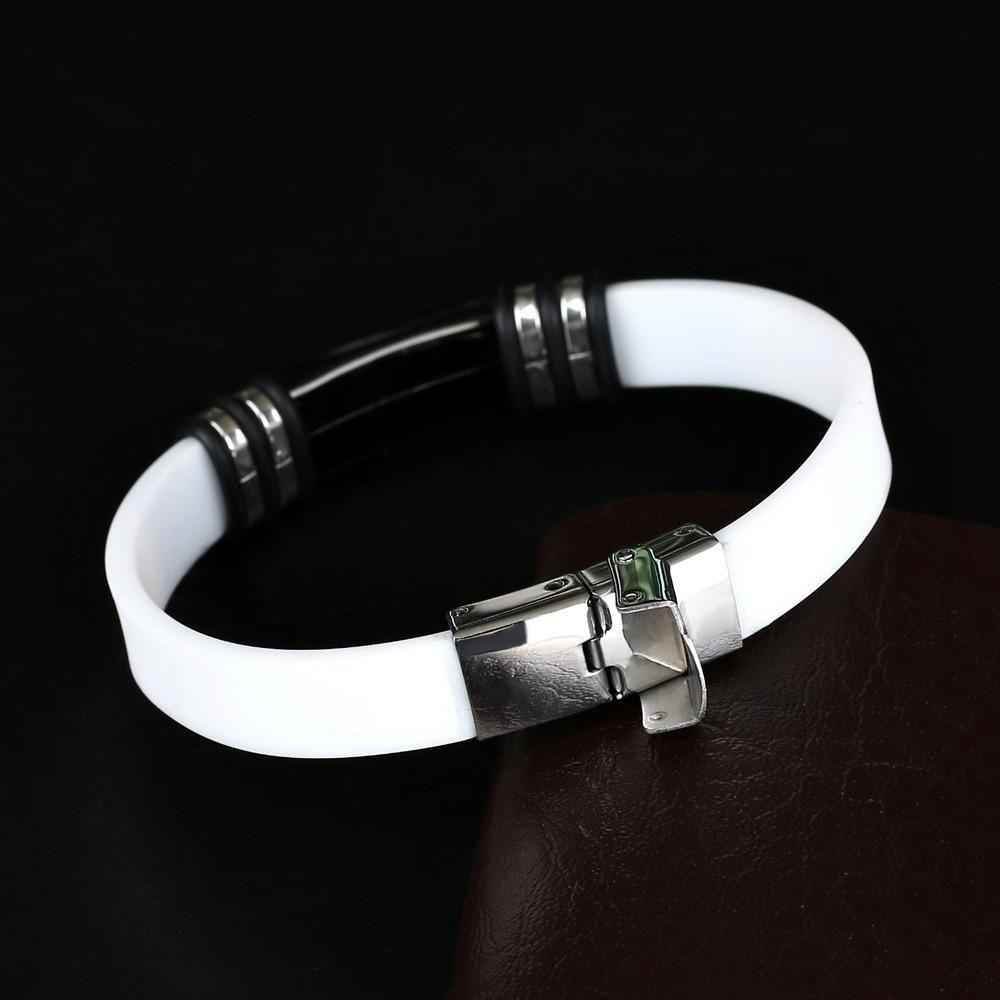 Bracelet Charm Jewelry 2021 Stainless Steel Smooth Glossy Silicone Vintage Bracelet For Men &amp; Women - Touchy Style .