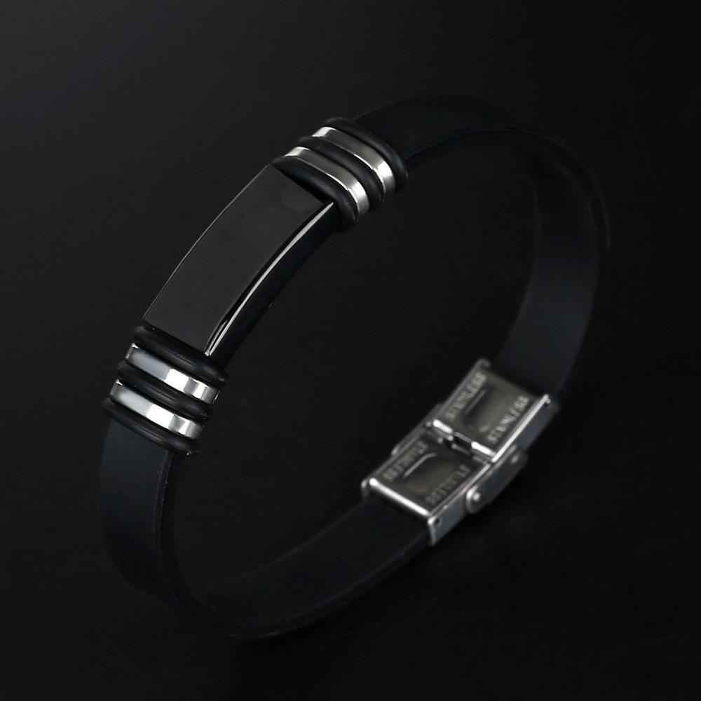 Bracelet Charm Jewelry 2021 Stainless Steel Smooth Glossy Silicone Vintage Bracelet For Men &amp; Women - Touchy Style