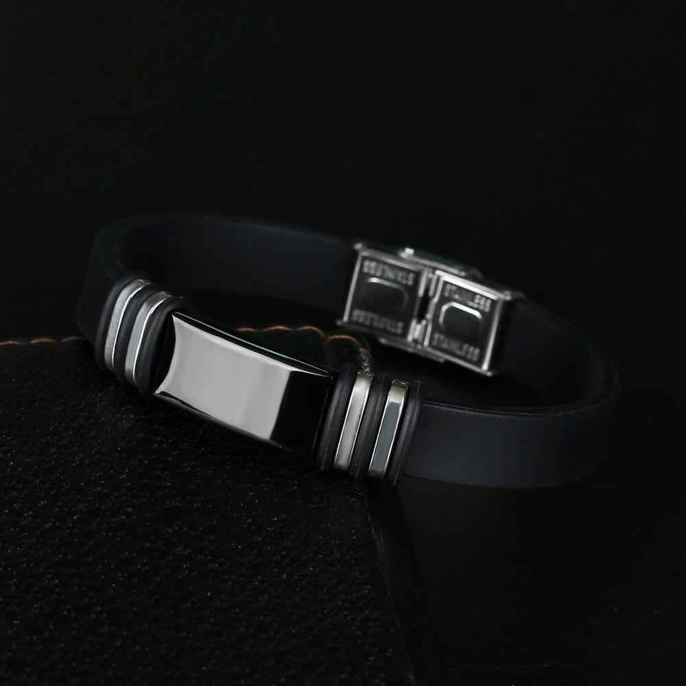 Bracelet Charm Jewelry 2021 Stainless Steel Smooth Glossy Silicone Vintage Bracelet For Men &amp; Women - Touchy Style