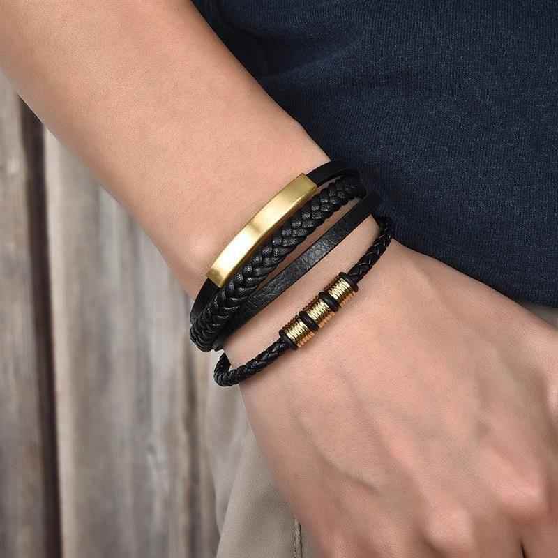 Bracelet Charm Jewelry 2021 woven Multi-layer Accessory Stainless Steel Leather Bracelet For Unisex - Touchy Style