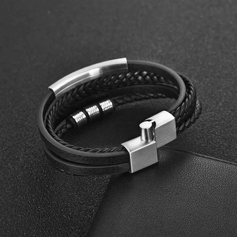 Bracelet Charm Jewelry 2021 woven Multi-layer Accessory Stainless Steel Leather Bracelet For Unisex - Touchy Style .