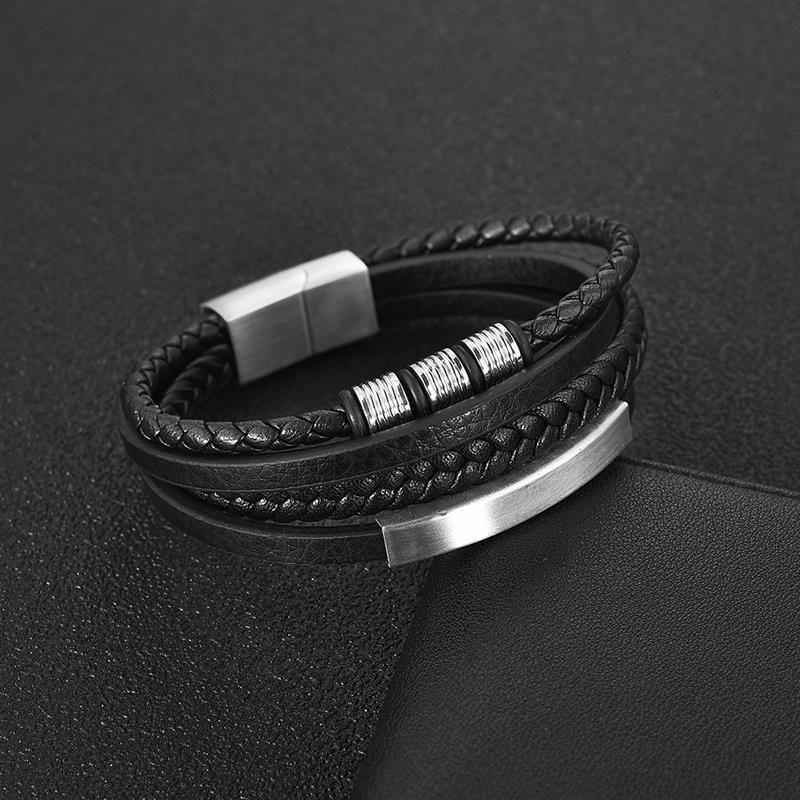 Bracelet Charm Jewelry 2021 woven Multi-layer Accessory Stainless Steel Leather Bracelet For Unisex - Touchy Style .
