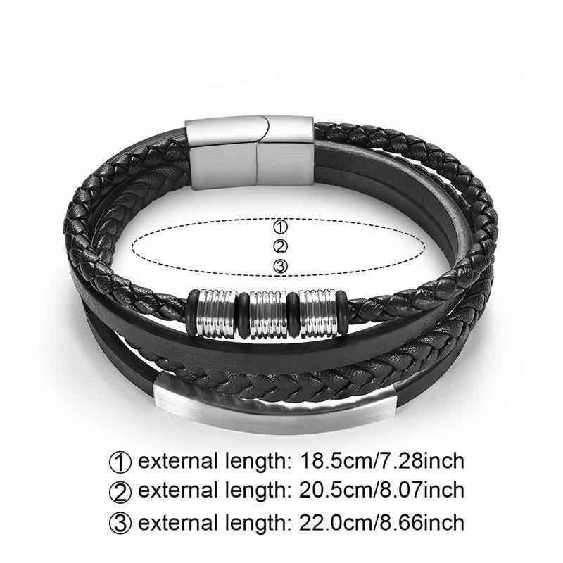 Bracelet Charm Jewelry 2021 woven Multi-layer Accessory Stainless Steel Leather Bracelet For Unisex - Touchy Style .