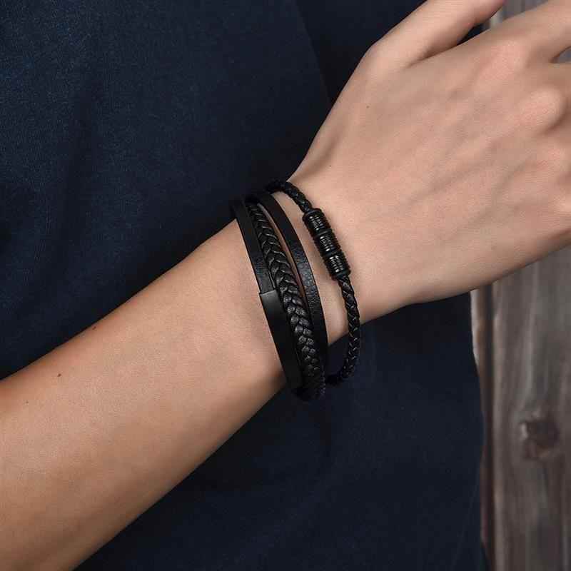 Bracelet Charm Jewelry 2021 woven Multi-layer Accessory Stainless Steel Leather Bracelet For Unisex - Touchy Style .