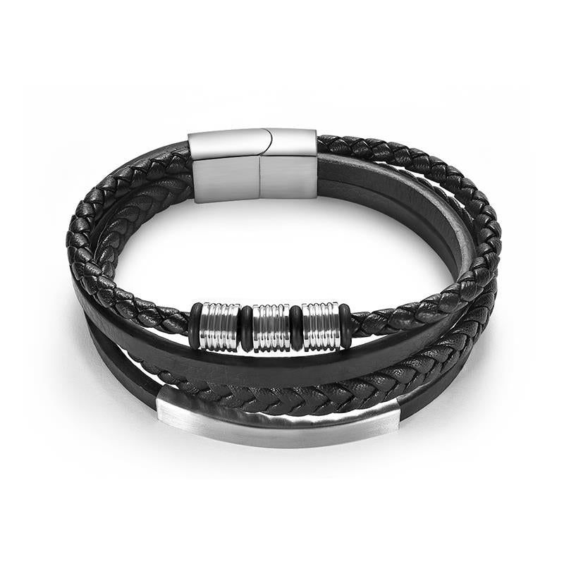 Bracelet Charm Jewelry 2021 woven Multi-layer Accessory Stainless Steel Leather Bracelet For Unisex - Touchy Style .