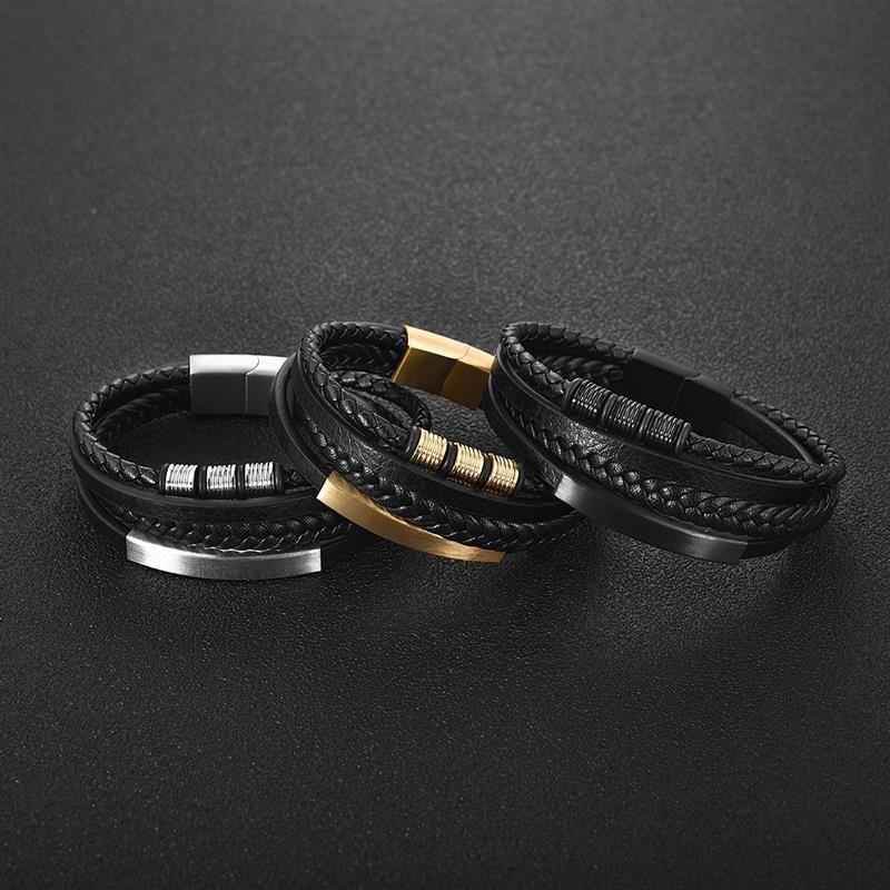 Bracelet Charm Jewelry 2021 woven Multi-layer Accessory Stainless Steel Leather Bracelet For Unisex - Touchy Style .