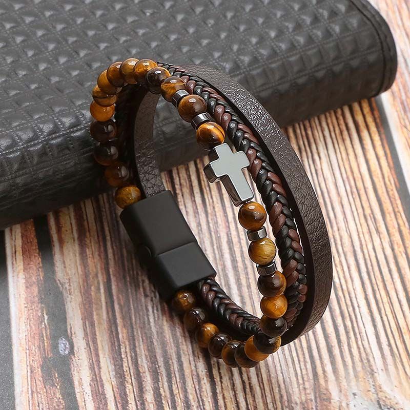 Bracelet Charm Jewelry 2021 woven Multi-layer Accessory Stainless Steel Leather Bracelet For Unisex - Touchy Style .