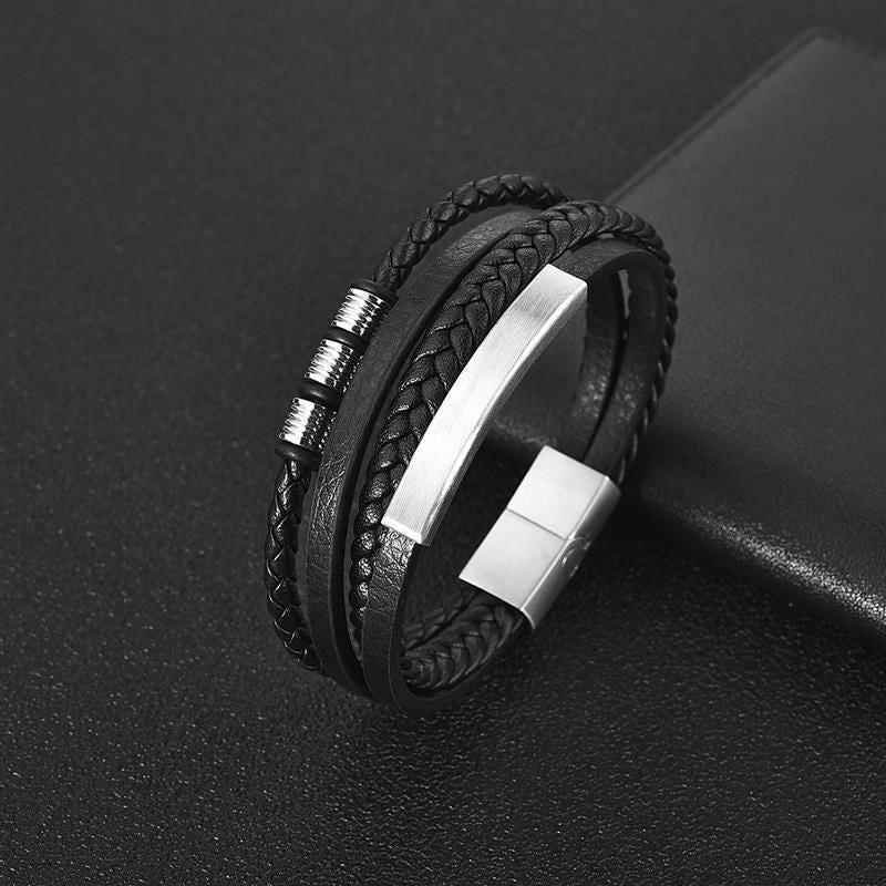 Bracelet Charm Jewelry 2021 woven Multi-layer Accessory Stainless Steel Leather Bracelet For Unisex - Touchy Style .