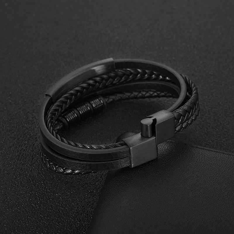 Bracelet Charm Jewelry 2021 woven Multi-layer Accessory Stainless Steel Leather Bracelet For Unisex - Touchy Style .