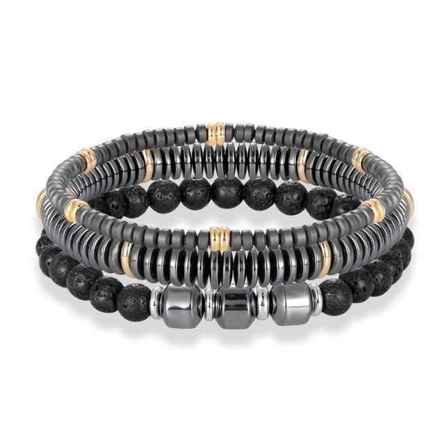 Bracelet Charm Jewelry 4Pcs/Set Hematite Slim Beaded Bangles For Women &amp; Men - Touchy Style