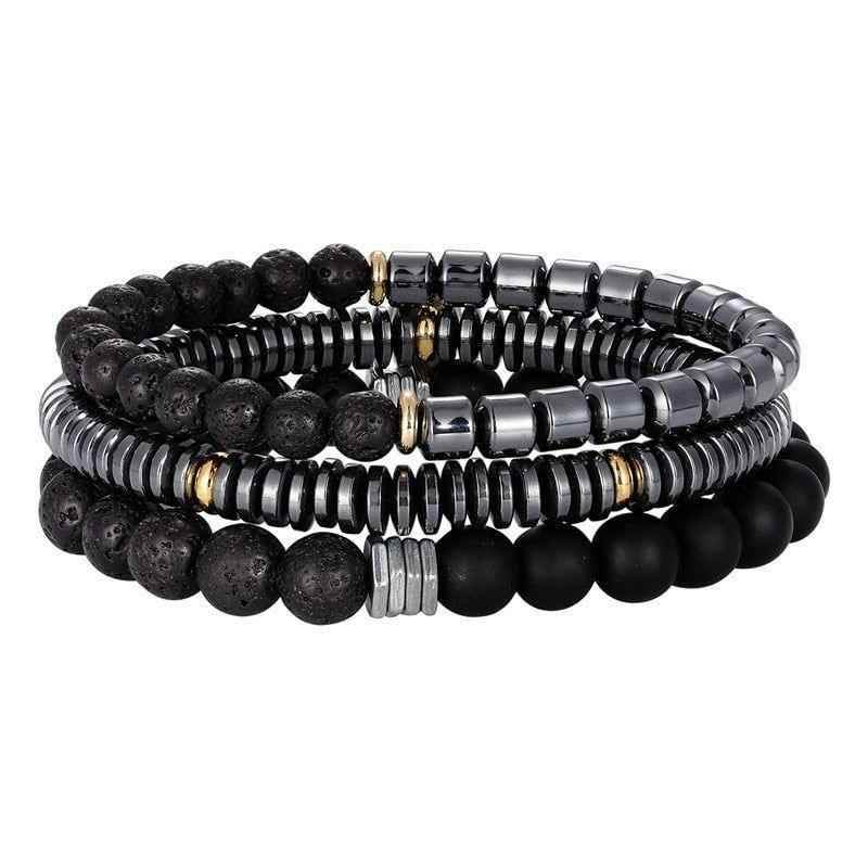 Bracelet Charm Jewelry 4Pcs/Set Hematite Slim Beaded Bangles For Women &amp; Men - Touchy Style