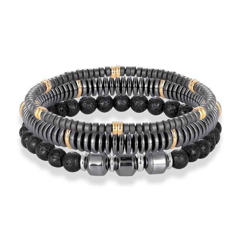 Bracelet Charm Jewelry 4Pcs/Set Hematite Slim Beaded Bangles For Women &amp; Men - Touchy Style
