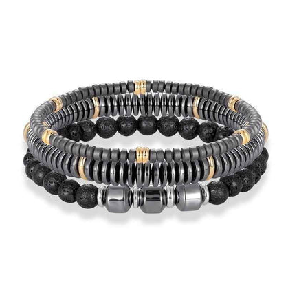 Bracelet Charm Jewelry 4Pcs/Set Hematite Slim Beaded Bangles For Women &amp; Men - Touchy Style