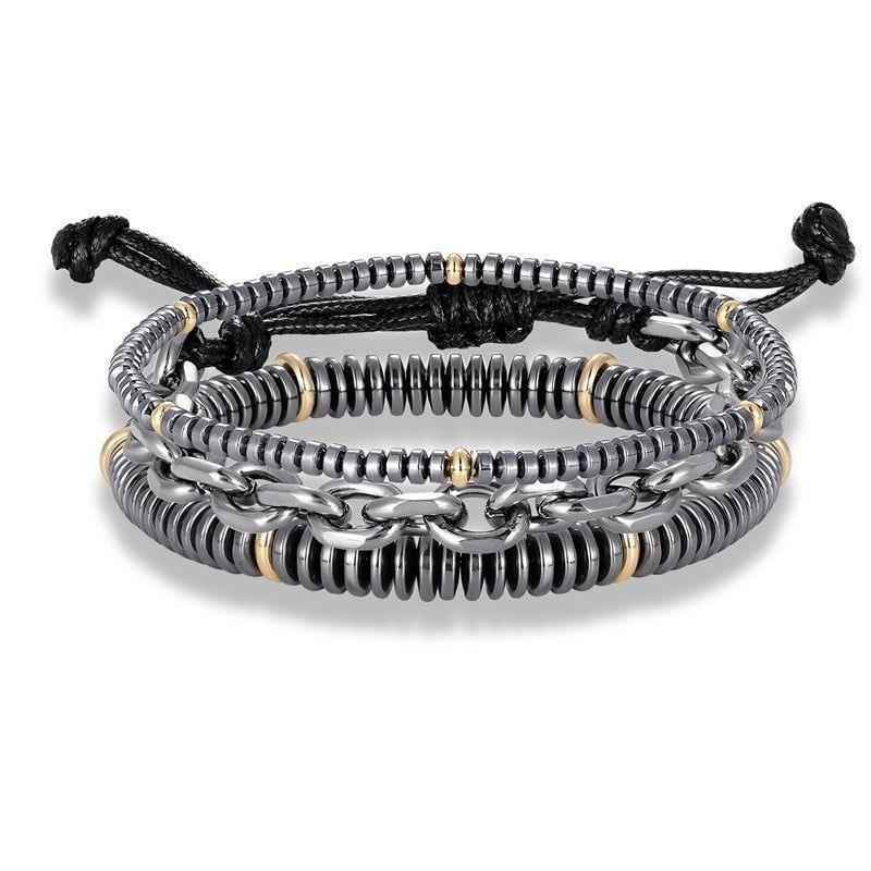 Bracelet Charm Jewelry 4Pcs/Set Hematite Slim Beaded Bangles For Women &amp; Men - Touchy Style