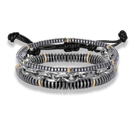 Bracelet Charm Jewelry 4Pcs/Set Hematite Slim Beaded Bangles For Women &amp; Men - Touchy Style