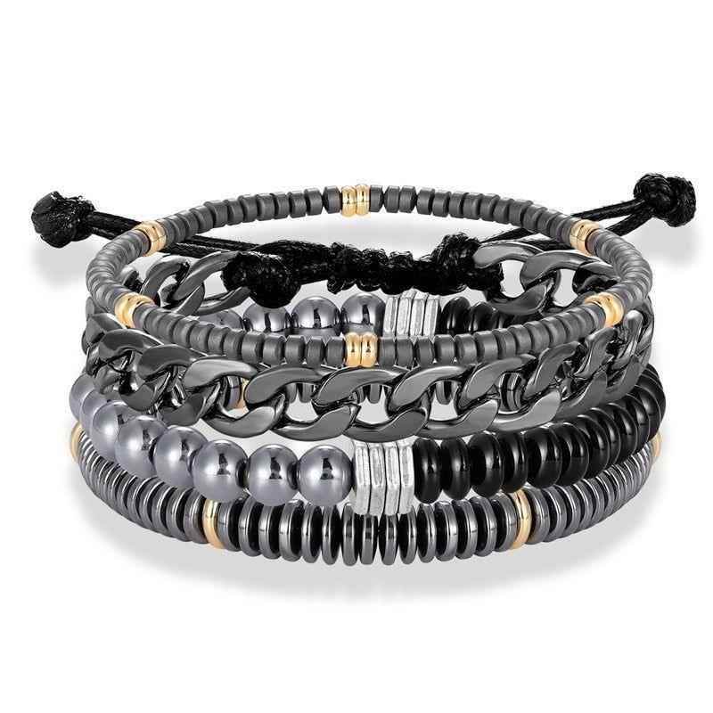 Bracelet Charm Jewelry 4Pcs/Set Hematite Slim Beaded Bangles For Women &amp; Men - Touchy Style .