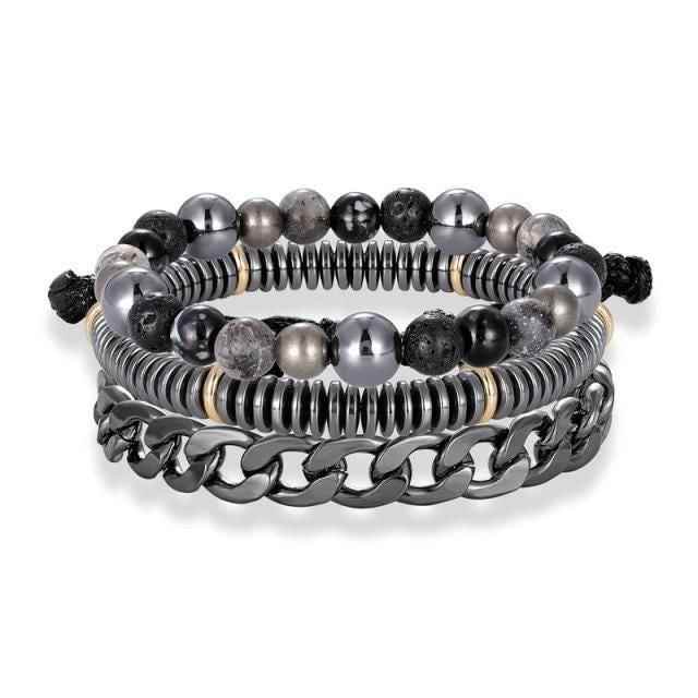 Bracelet Charm Jewelry 4Pcs/Set Hematite Slim Beaded Bangles For Women &amp; Men - Touchy Style