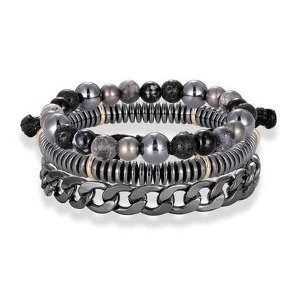 Bracelet Charm Jewelry 4Pcs/Set Hematite Slim Beaded Bangles For Women &amp; Men - Touchy Style