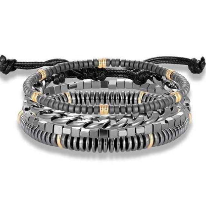 Bracelet Charm Jewelry 4Pcs/Set Hematite Slim Beaded Bangles For Women &amp; Men - Touchy Style