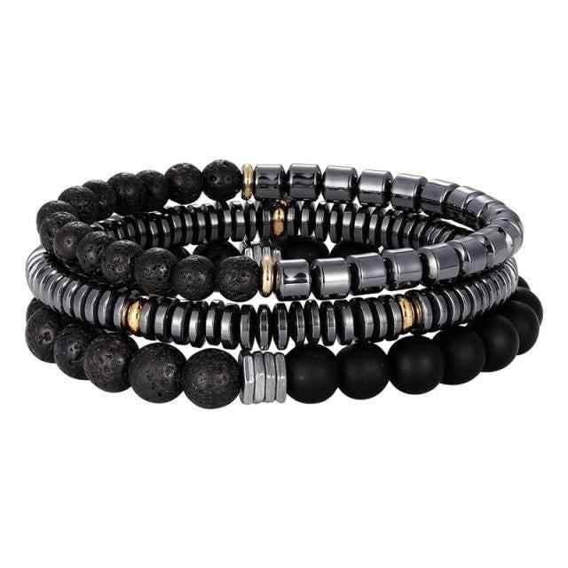Bracelet Charm Jewelry 4Pcs/Set Hematite Slim Beaded Bangles For Women &amp; Men - Touchy Style