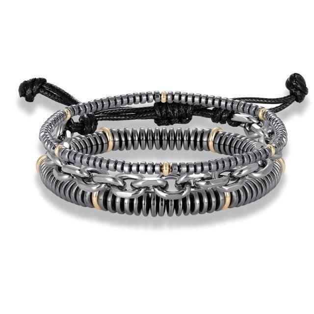 Bracelet Charm Jewelry 4Pcs/Set Hematite Slim Beaded Bangles For Women &amp; Men - Touchy Style