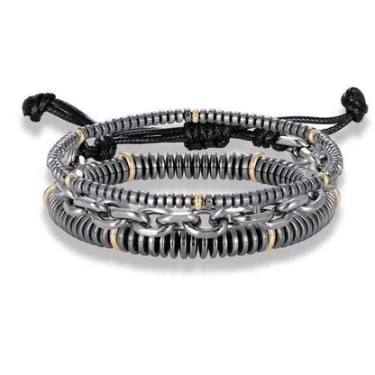 Bracelet Charm Jewelry 4Pcs/Set Hematite Slim Beaded Bangles For Women &amp; Men - Touchy Style