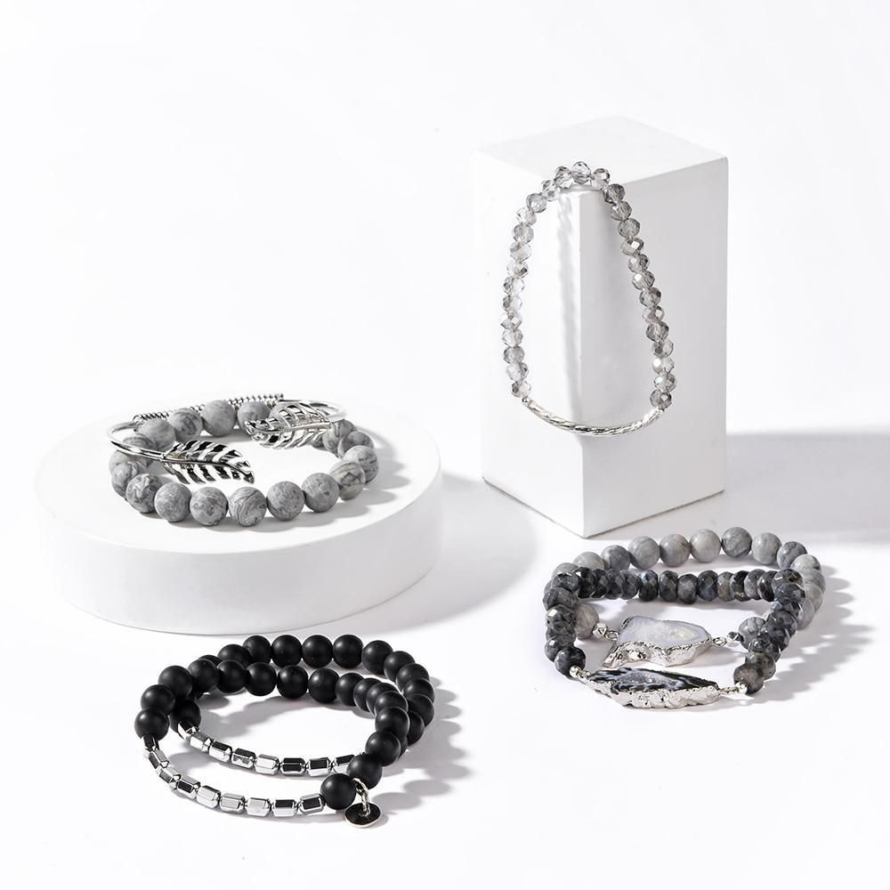Bracelet Charm Jewelry Set 2021 Fashion Multi-layer Bangles Natural Stone Tiger Eye - Touchy Style .