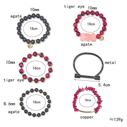 Bracelet Charm Jewelry Set 2021 Fashion Multi-layer Bangles Natural Stone Tiger Eye - Touchy Style .