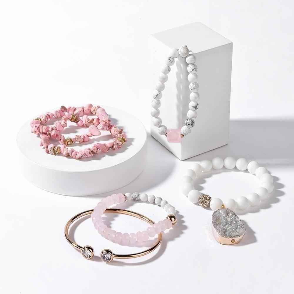 Bracelet Charm Jewelry Set 2021 Fashion Natural Stone Agates Crystal Wood Beads Bracelet - Touchy Style