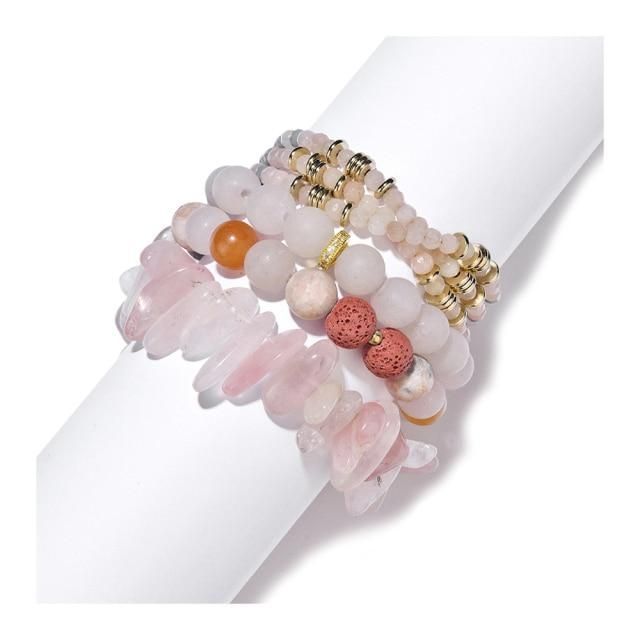 Bracelet Charm Jewelry Set 2021 Fashion Natural Stone Agates Crystal Wood Beads Bracelet - Touchy Style .