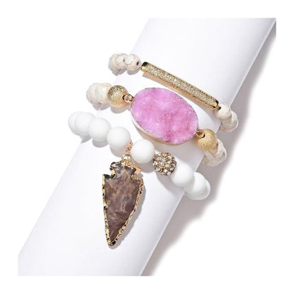 Bracelet Charm Jewelry Set Natural Quartz Druzy Stone 2021 White Pink Dragon Bracelet - Touchy Style .