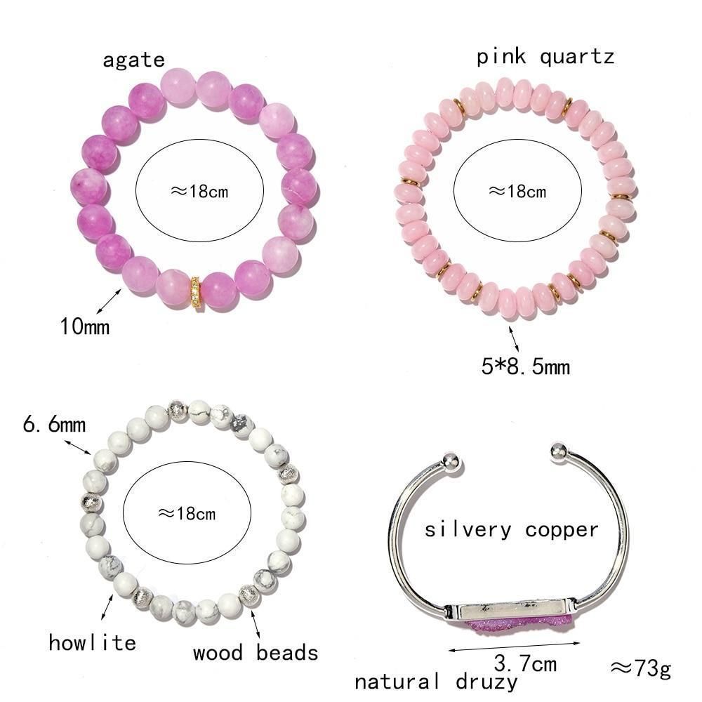 Bracelet Charm Jewelry Set Natural Quartz Druzy Stone 2021 White Pink Dragon Bracelet - Touchy Style .