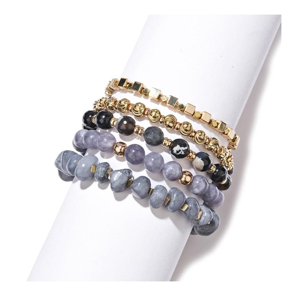 Bracelet Charm Jewelry Set Natural Semi-precious Stone Elegant Cut Crystal - Touchy Style .