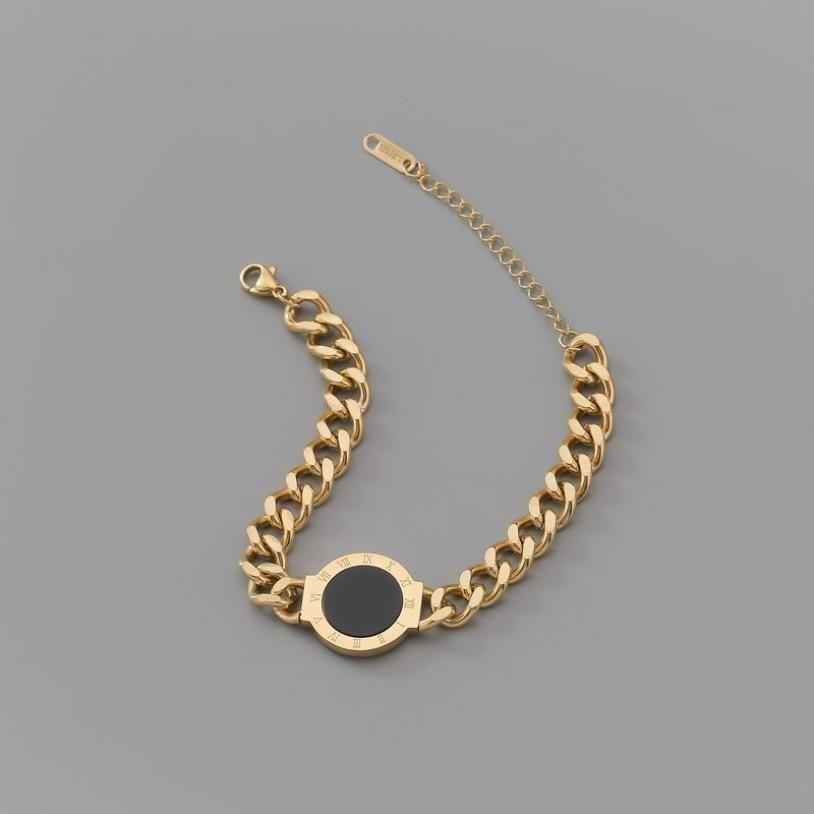 Bracelet Charm Jewelry Stainless Steel 2021 Roman Numerals Natural Shell Charm Thick Chain Bangles - Touchy Style