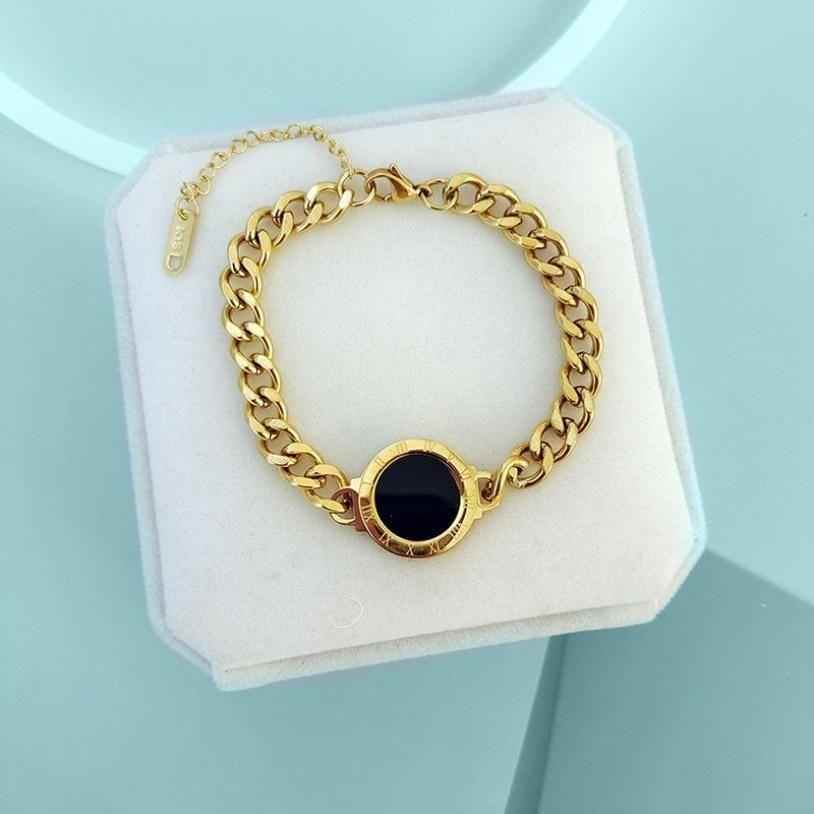 Bracelet Charm Jewelry Stainless Steel 2021 Roman Numerals Natural Shell Charm Thick Chain Bangles - Touchy Style
