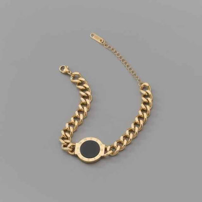 Bracelet Charm Jewelry Stainless Steel 2021 Roman Numerals Natural Shell Charm Thick Chain Bangles - Touchy Style