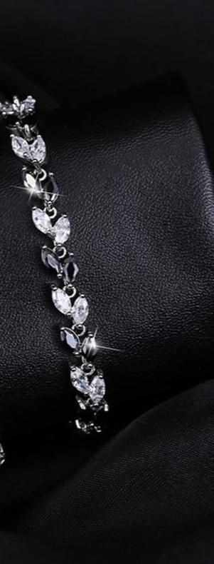 Bracelet Charm Jewelry Trendy 2021 Cubic Zirconia Silver Color Leaf CZ Crystal Bangles - Touchy Style .