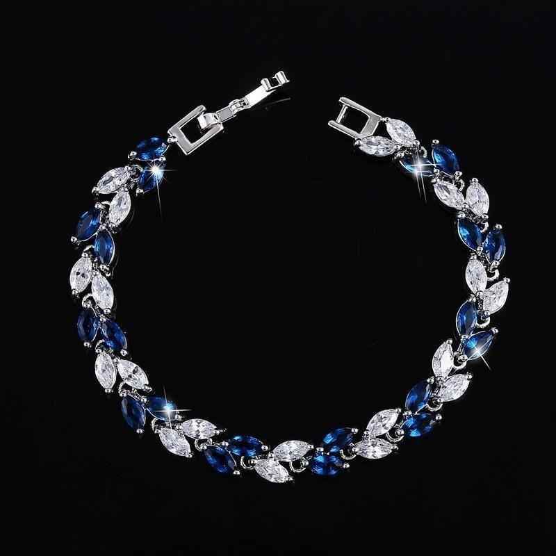 Bracelet Charm Jewelry Trendy 2021 Cubic Zirconia Silver Color Leaf CZ Crystal Bangles - Touchy Style