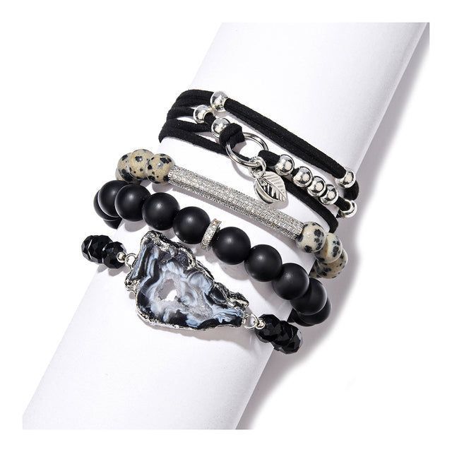 Bracelets Charm Jewelry Set BS0349 Natural Stone Brazil Agates Crystal Beads - Touchy Style .