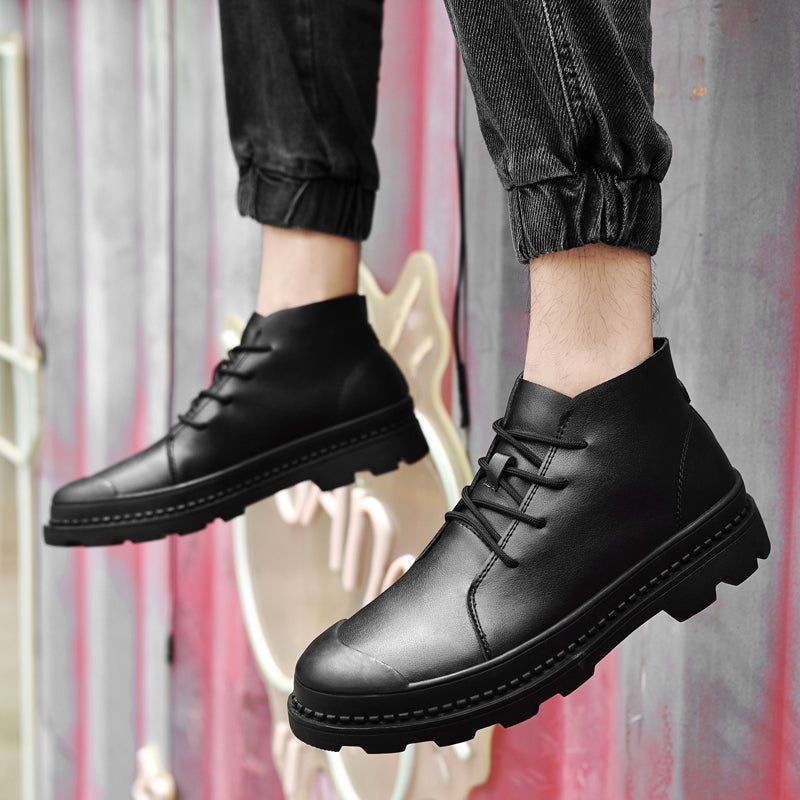 Breathable Leather Business Sneakers Boots Men&