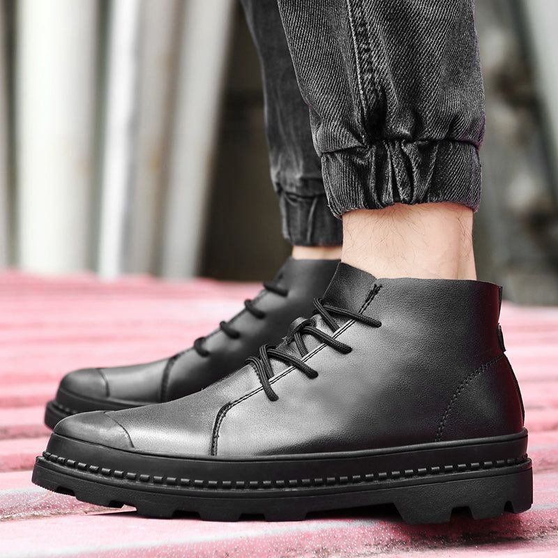 Breathable Leather Business Sneakers Boots Men&
